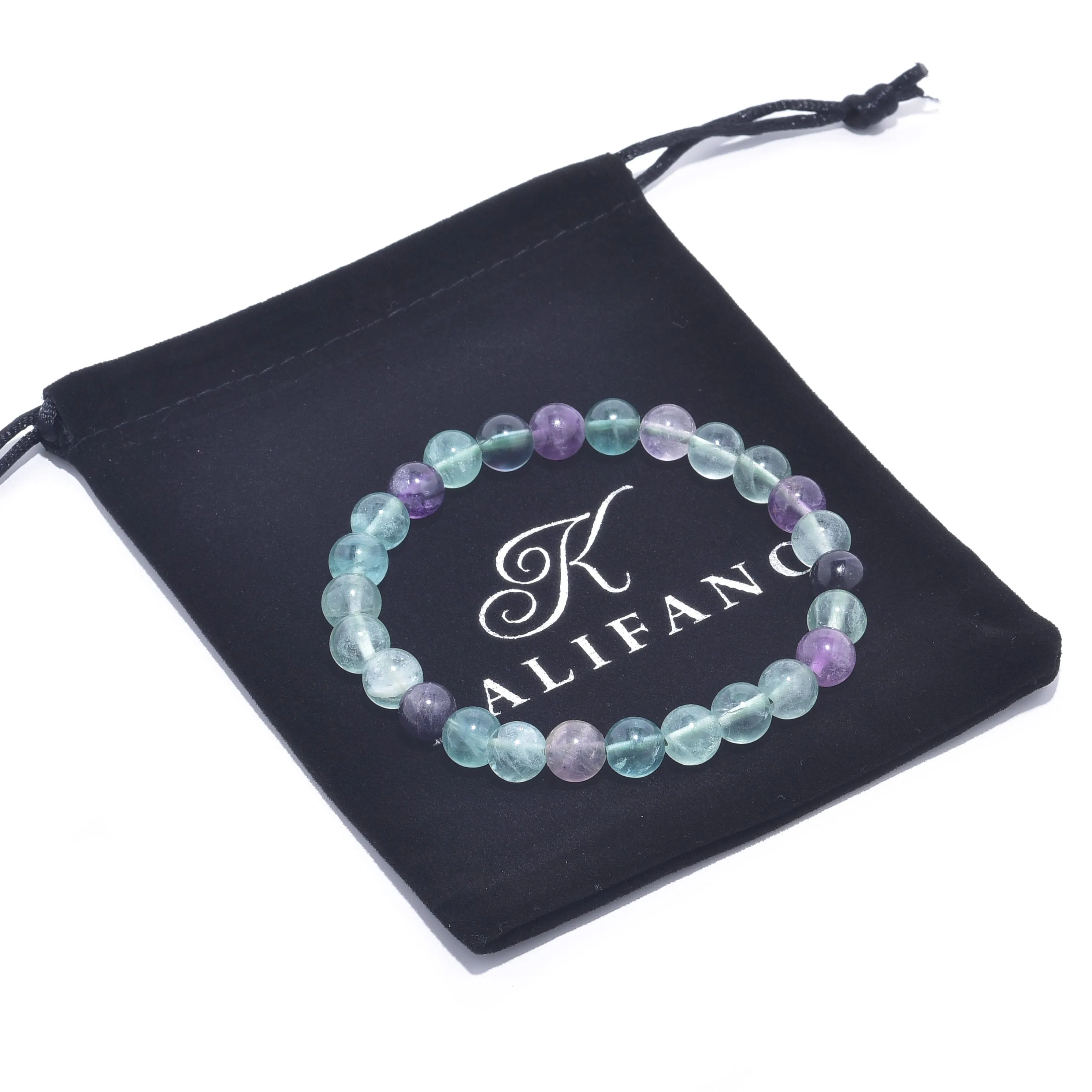 Natural Fluorite 8 mm Beaded Gemstone Bracelet