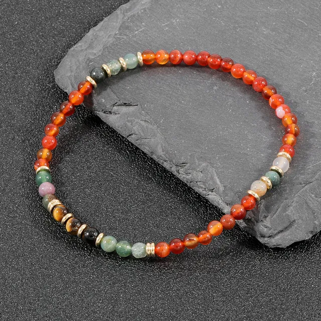Natural Stone Blue Spotted Stone Beach Women Anklet
