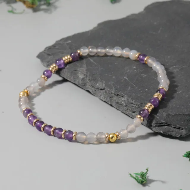 Natural Stone Blue Spotted Stone Beach Women Anklet