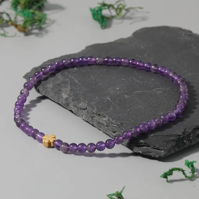 Natural Stone Blue Spotted Stone Beach Women Anklet