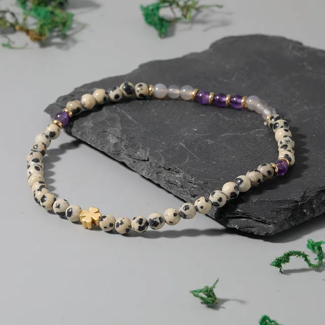 Natural Stone Blue Spotted Stone Beach Women Anklet