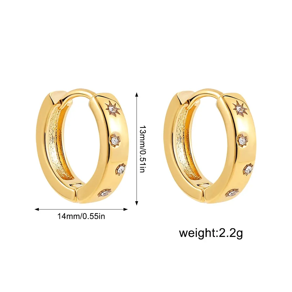 New Fashion CZ Zircon Mini Tiny Hoop Earrings Gold Plated