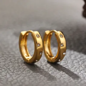 New Fashion CZ Zircon Mini Tiny Hoop Earrings Gold Plated
