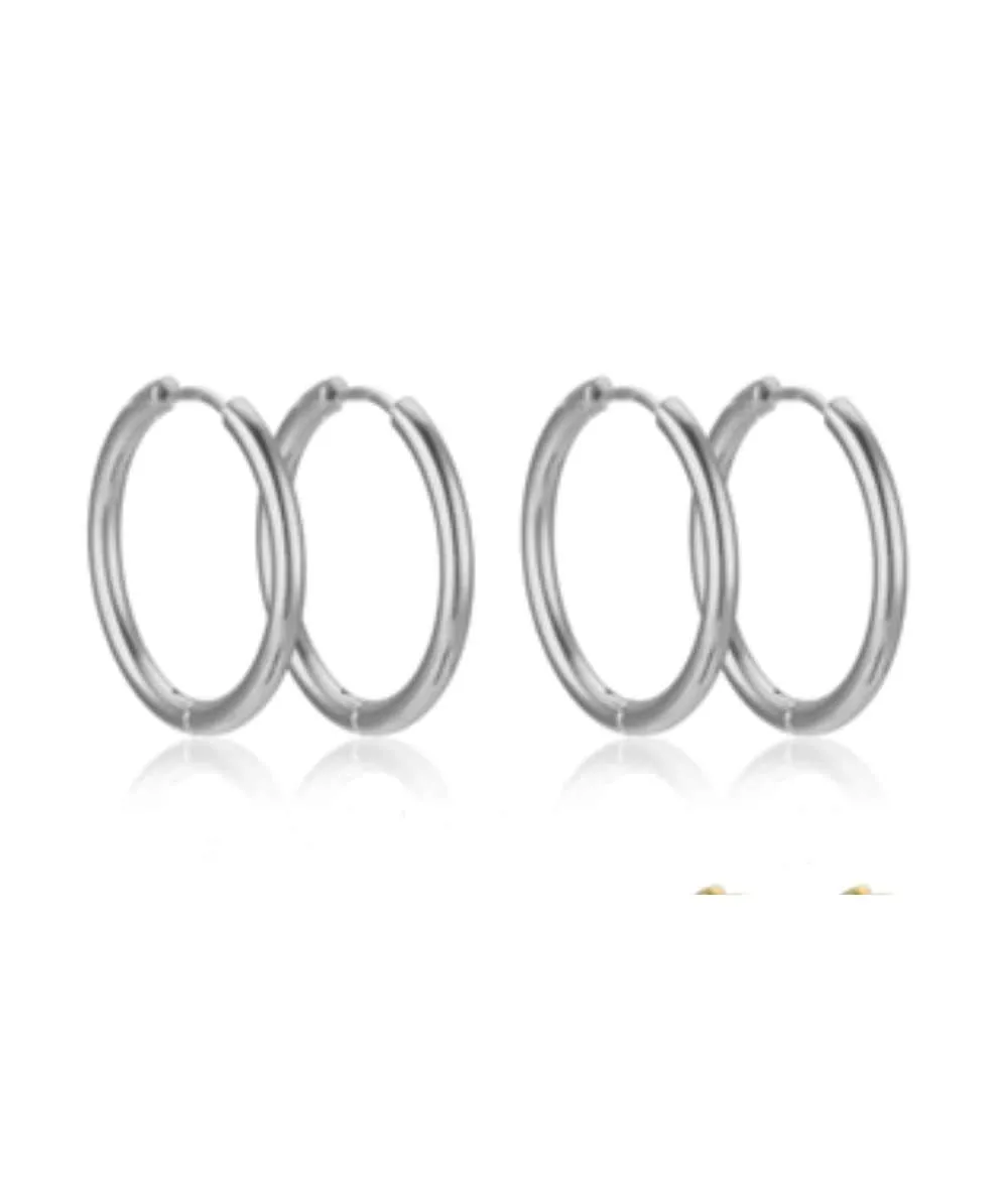 Nude Rose Stainless Steel 18K Gold Plated 10Mm Hoop Earrings #E-290