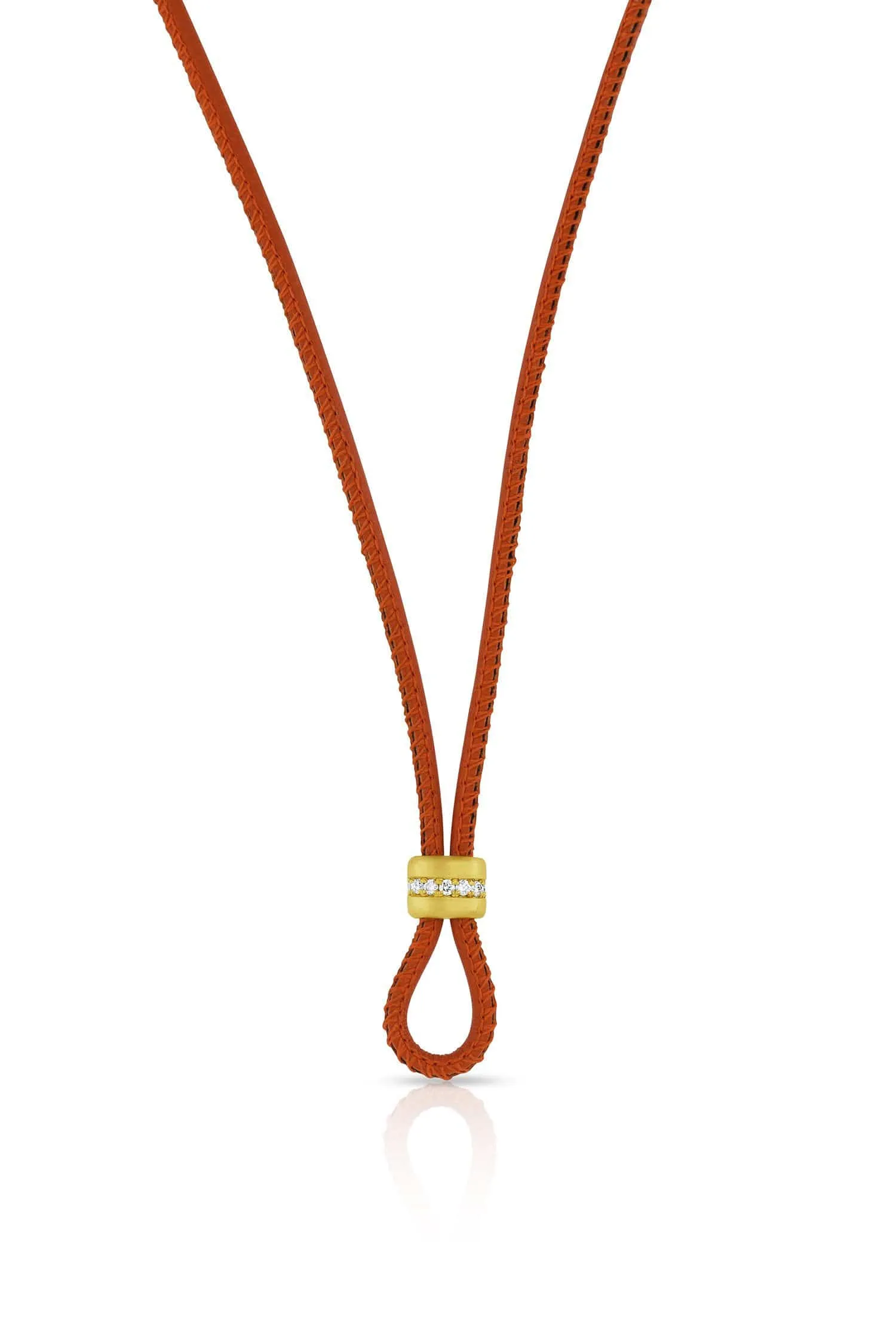 Orange Leather Cord with Diamond Slider