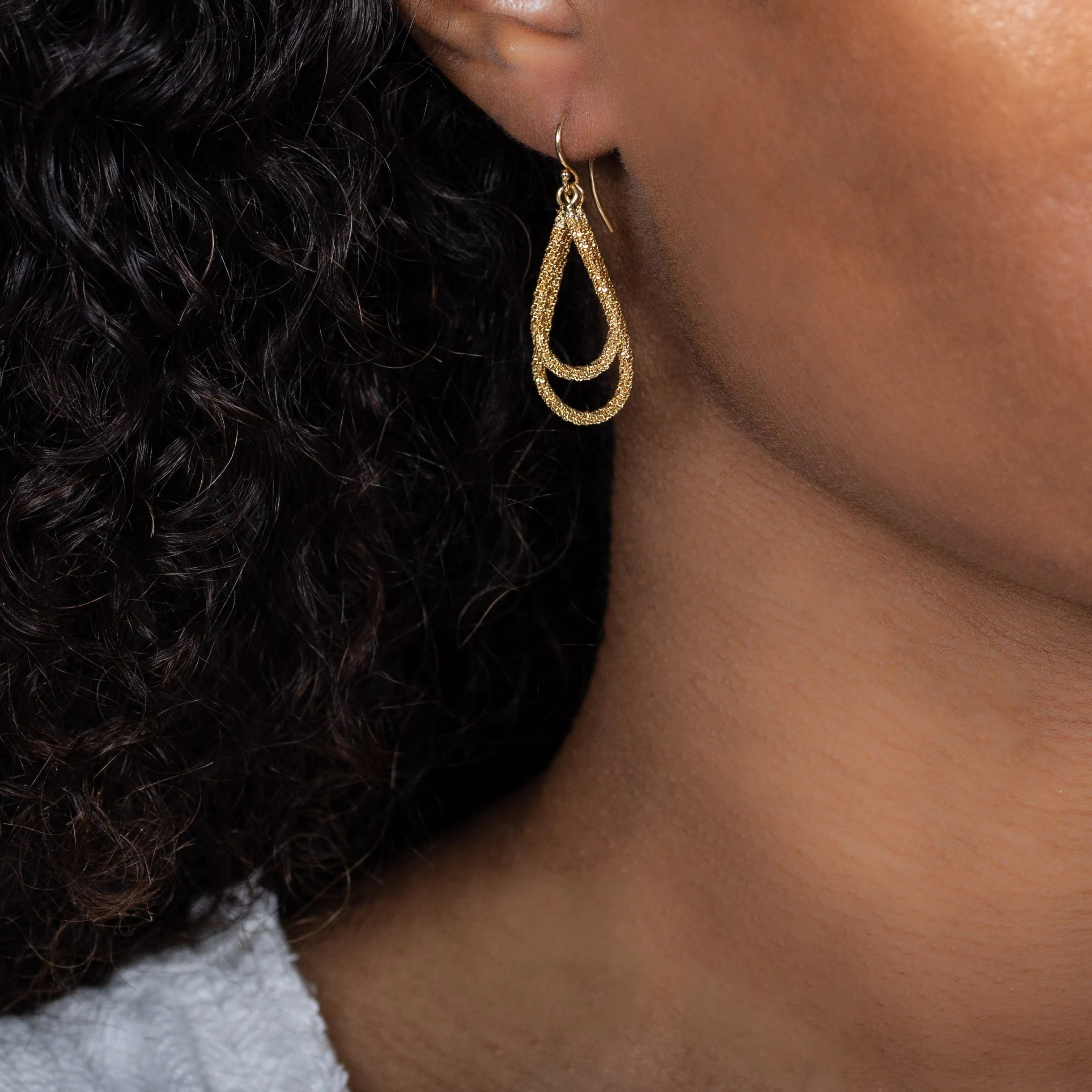 Paired Teardrop Stardust Earrings