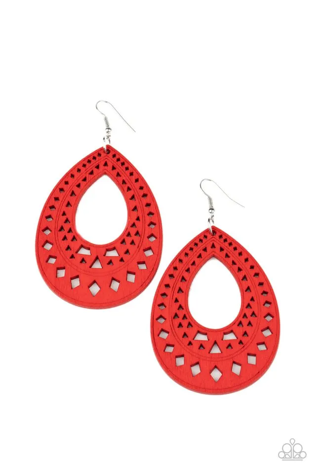 Paparazzi Earring ~ Belize Beauty - Red