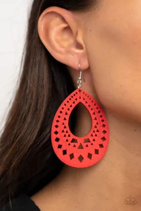 Paparazzi Earring ~ Belize Beauty - Red