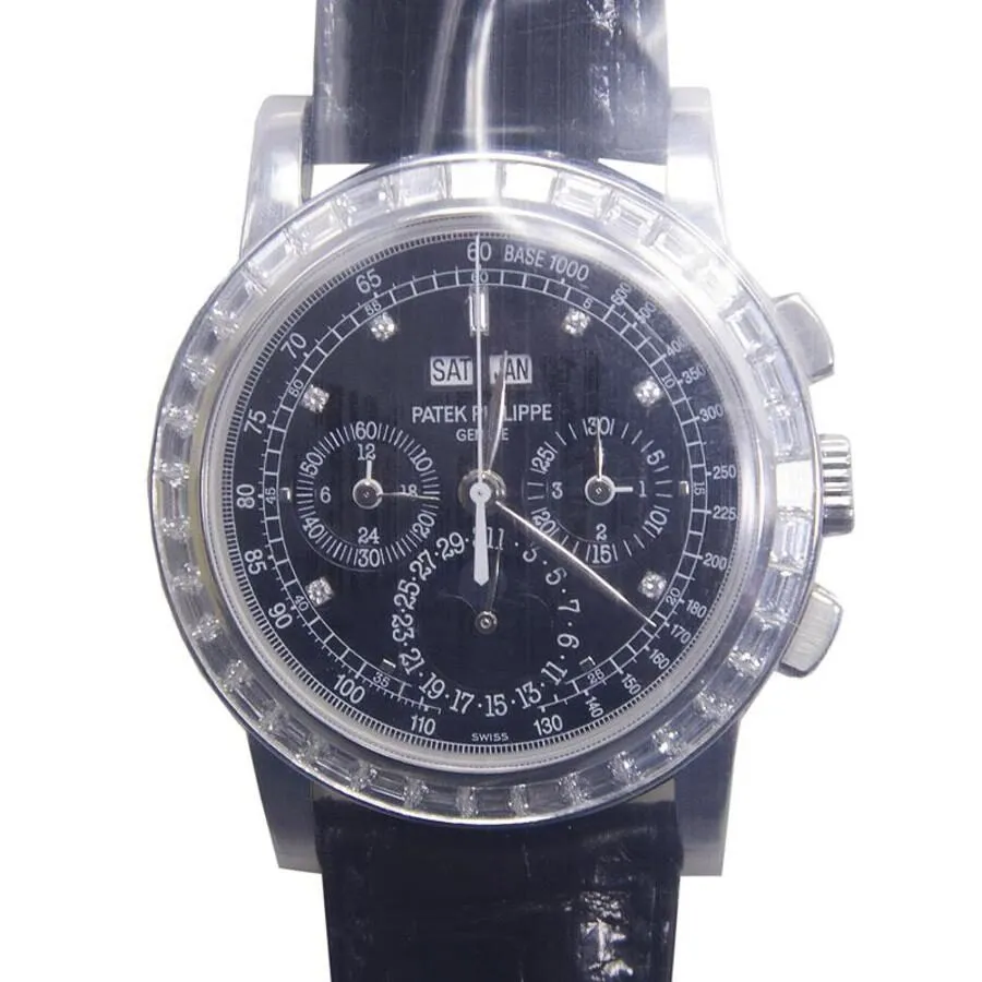 Patek Philippe Grand Complications Mechanical Perpetual Chronograph Diamond Black Dial Men's Watch 5971P-001