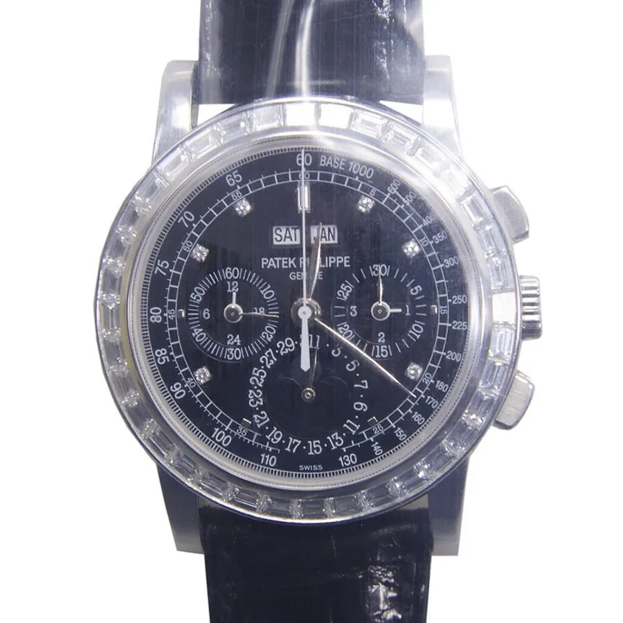 Patek Philippe Grand Complications Mechanical Perpetual Chronograph Diamond Black Dial Men's Watch 5971P-001