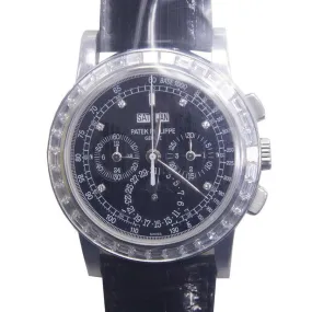 Patek Philippe Grand Complications Mechanical Perpetual Chronograph Diamond Black Dial Men's Watch 5971P-001