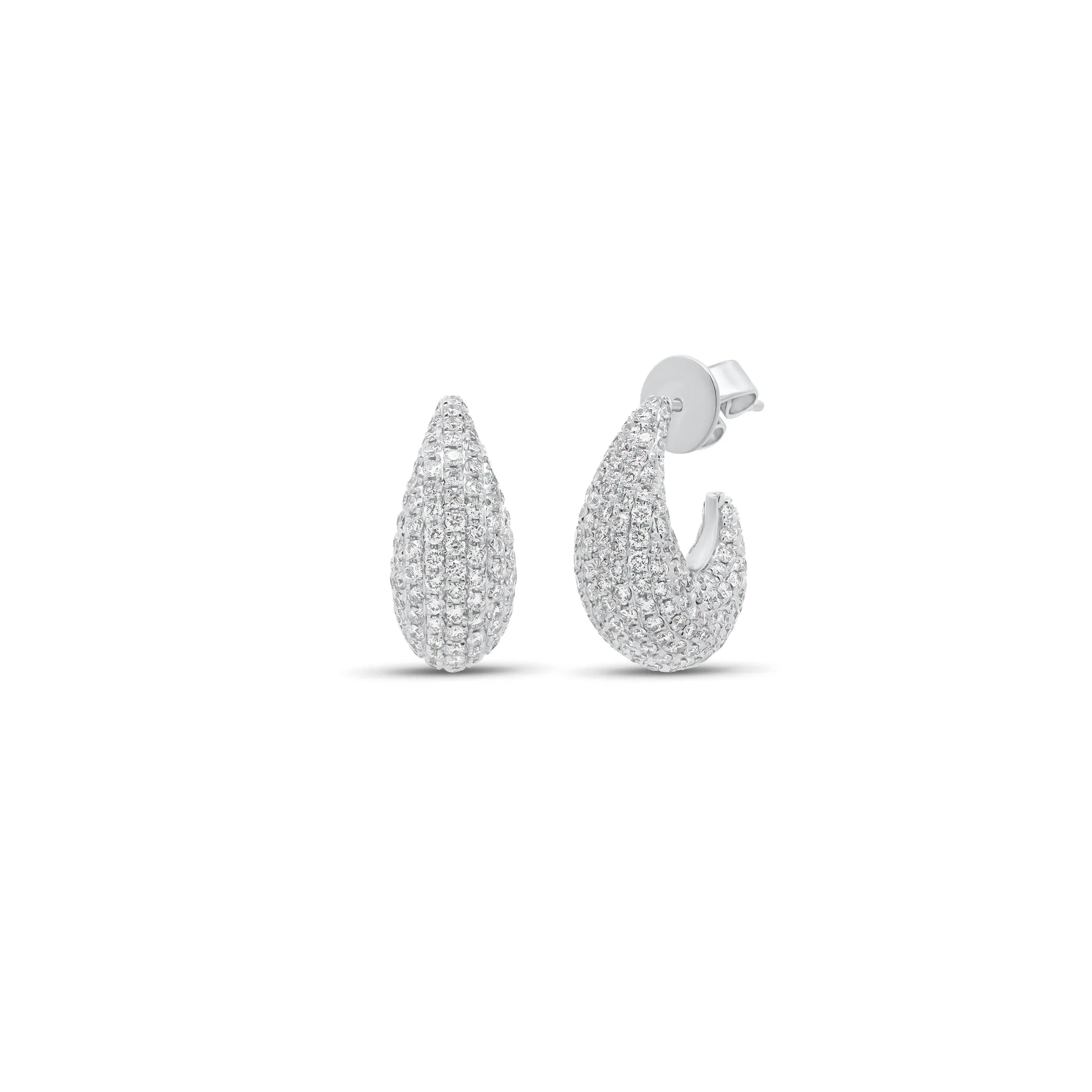 Pave Diamond Teardrop Huggie Earrings