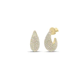 Pave Diamond Teardrop Huggie Earrings