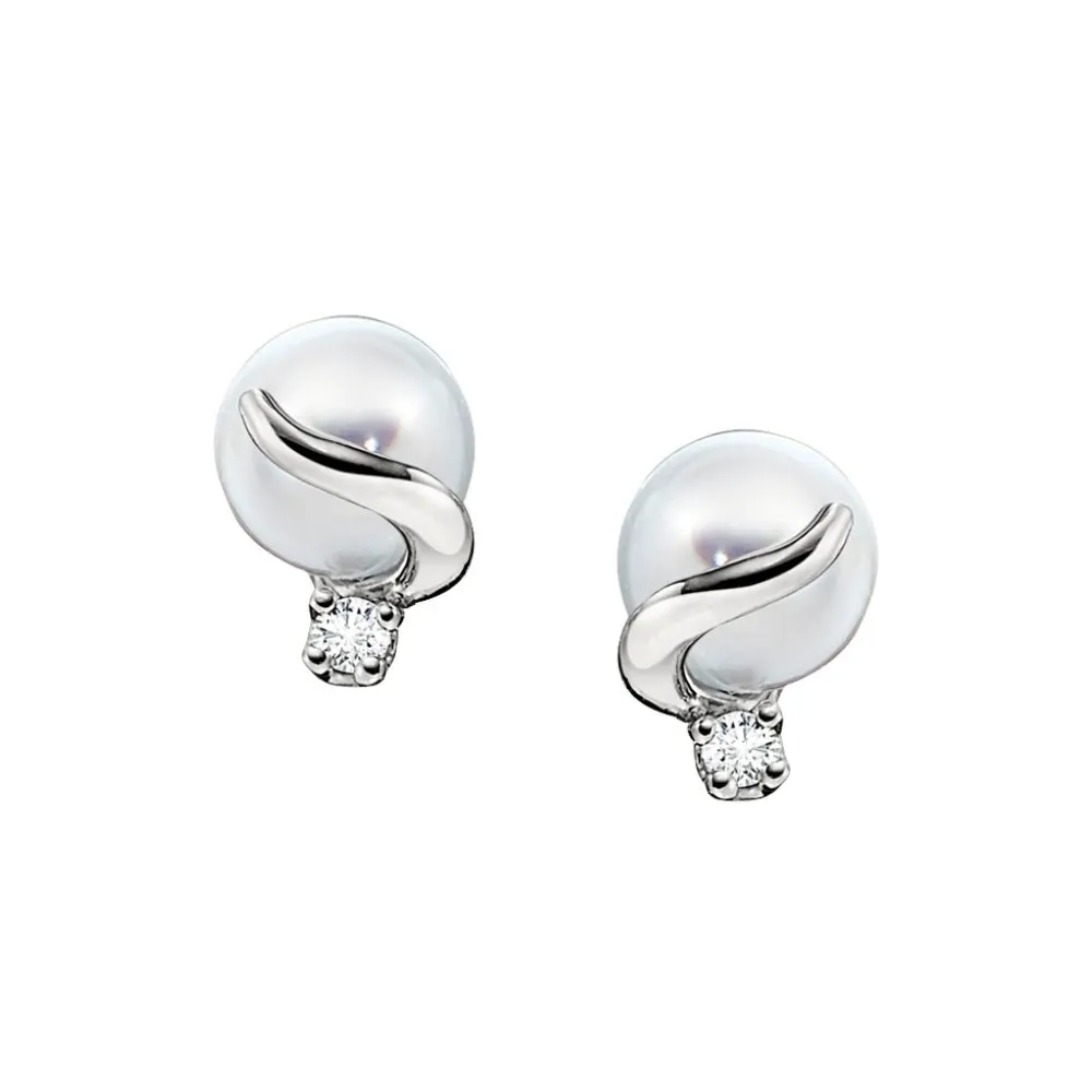 Pearl and Diamond Modern Earrings