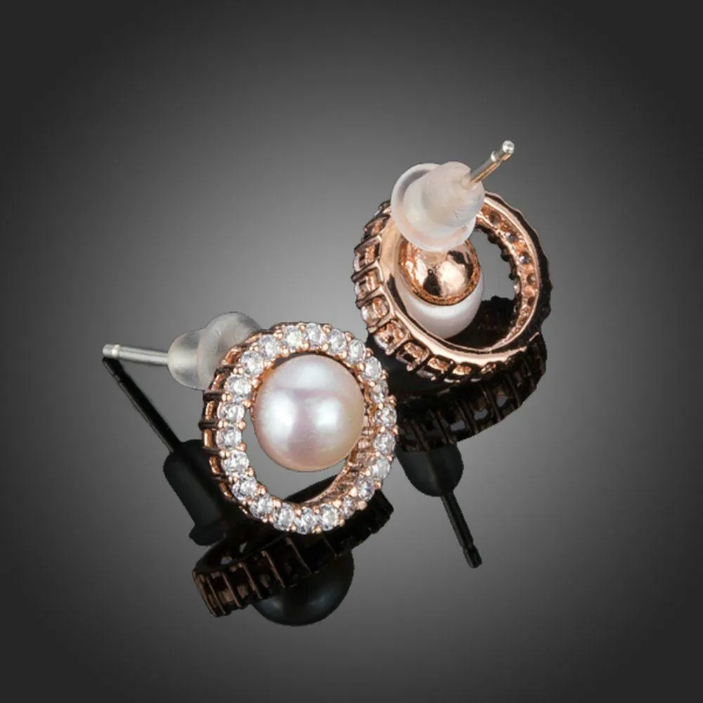 Pearl Eyeball Stud Earrings