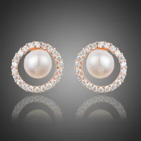 Pearl Eyeball Stud Earrings