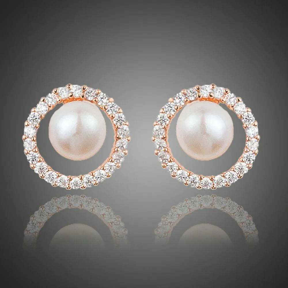 Pearl Eyeball Stud Earrings