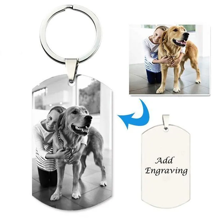 Personalized Photo Silver Keychains Engraved For Him