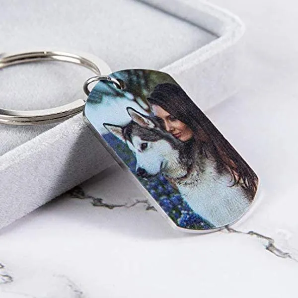 Personalized Photo Silver Keychains Engraved For Him