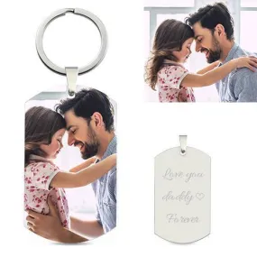 Personalized Photo Silver Keychains Engraved For Him