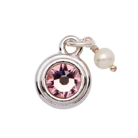 Pink Crystal Charm w Freshwater Pearl