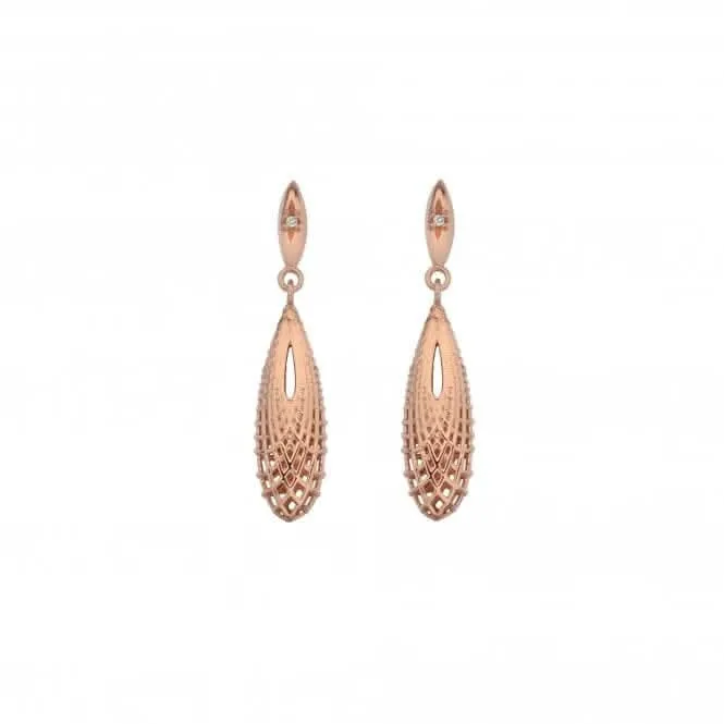 Quest Filigree Teardrop Rose Gold Earrings DE656
