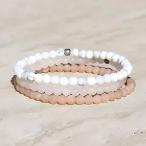 "Joy" Howlite Rose Quartz & Sunstone Bracelet Set