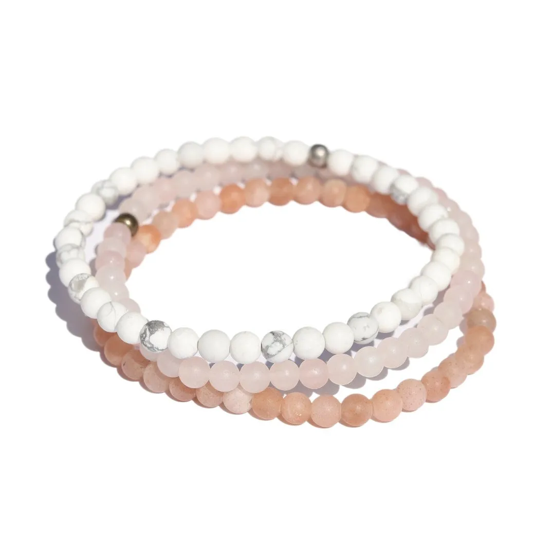 "Joy" Howlite Rose Quartz & Sunstone Bracelet Set