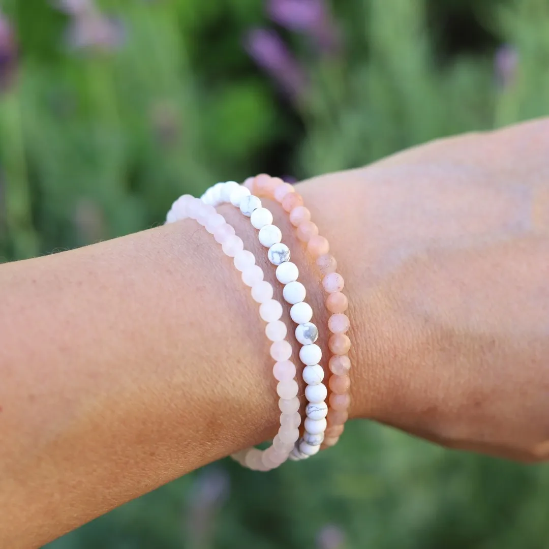 "Joy" Howlite Rose Quartz & Sunstone Bracelet Set