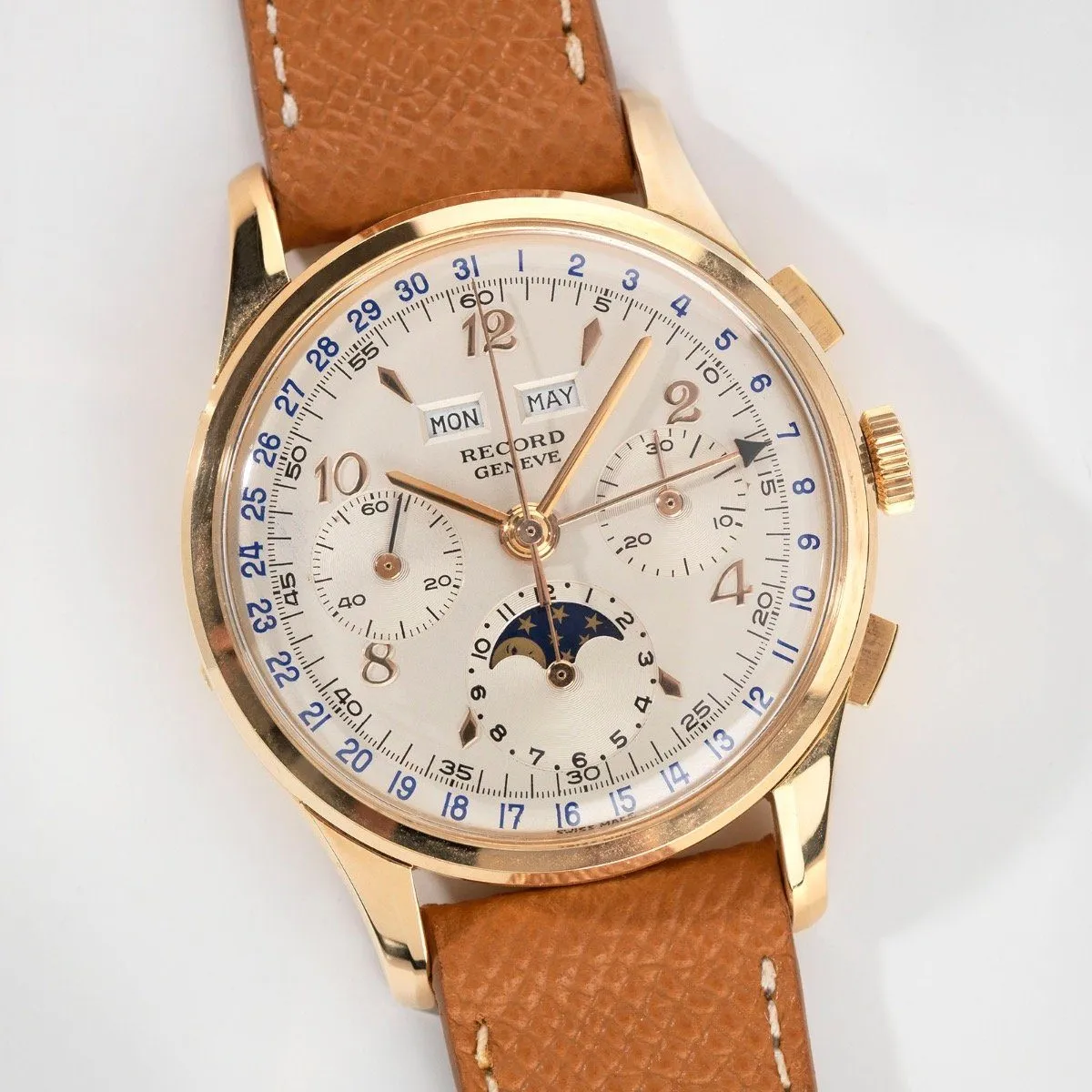 Record Triple Date Moonphase & Chronograph 1950s Valjoux 88
