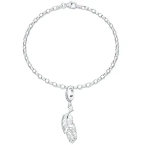 Silver Feather Charm Bracelet