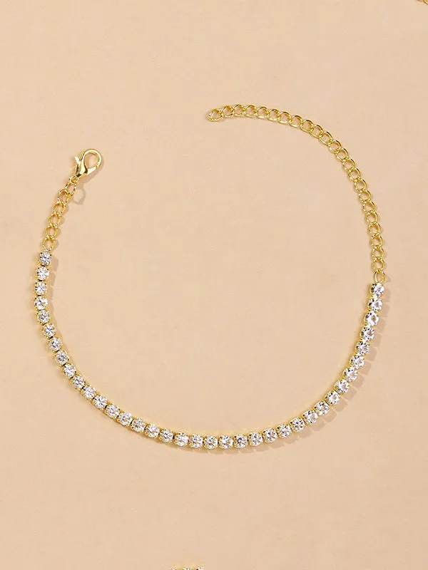 Simple Shiny Rhinestone Footchain