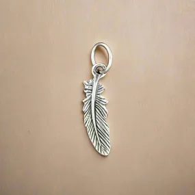 Small Feather Charm in Sterling Silver