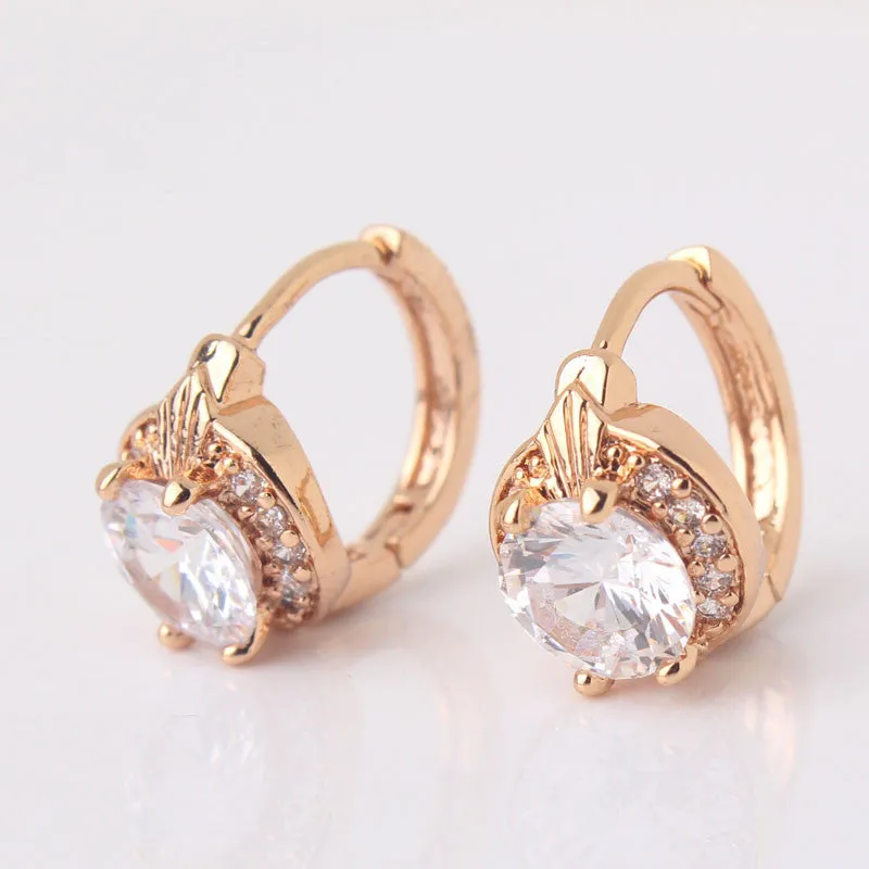 Smart Chic White Zircon Earring Gold Platinum Plated Lady Small Huggie Hoops Earrings for Women Jewelry Earing