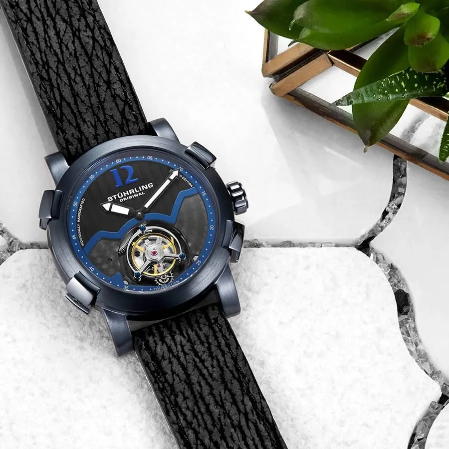Stuhrling Original Tourbillon Hand Wind Blue Dial Men's Watch M13474