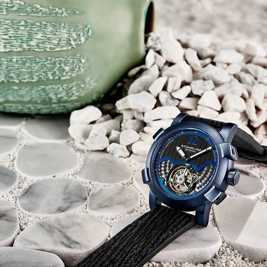 Stuhrling Original Tourbillon Hand Wind Blue Dial Men's Watch M13474