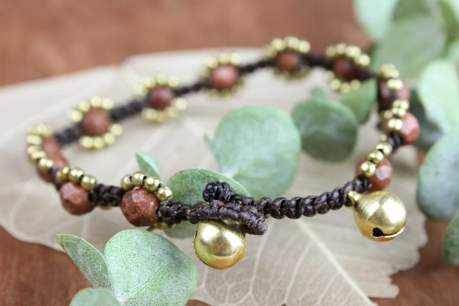 Sunstone Brass and Bell Bracelet