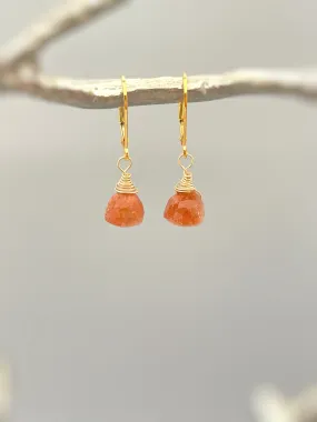 Sunstone earrings dangle 14k gold, Sterling Silver, Rose Gold