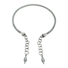 Tabra Jewelry 925 Sterling Silver Braided Adjustable Anklet Connector Chain AK22