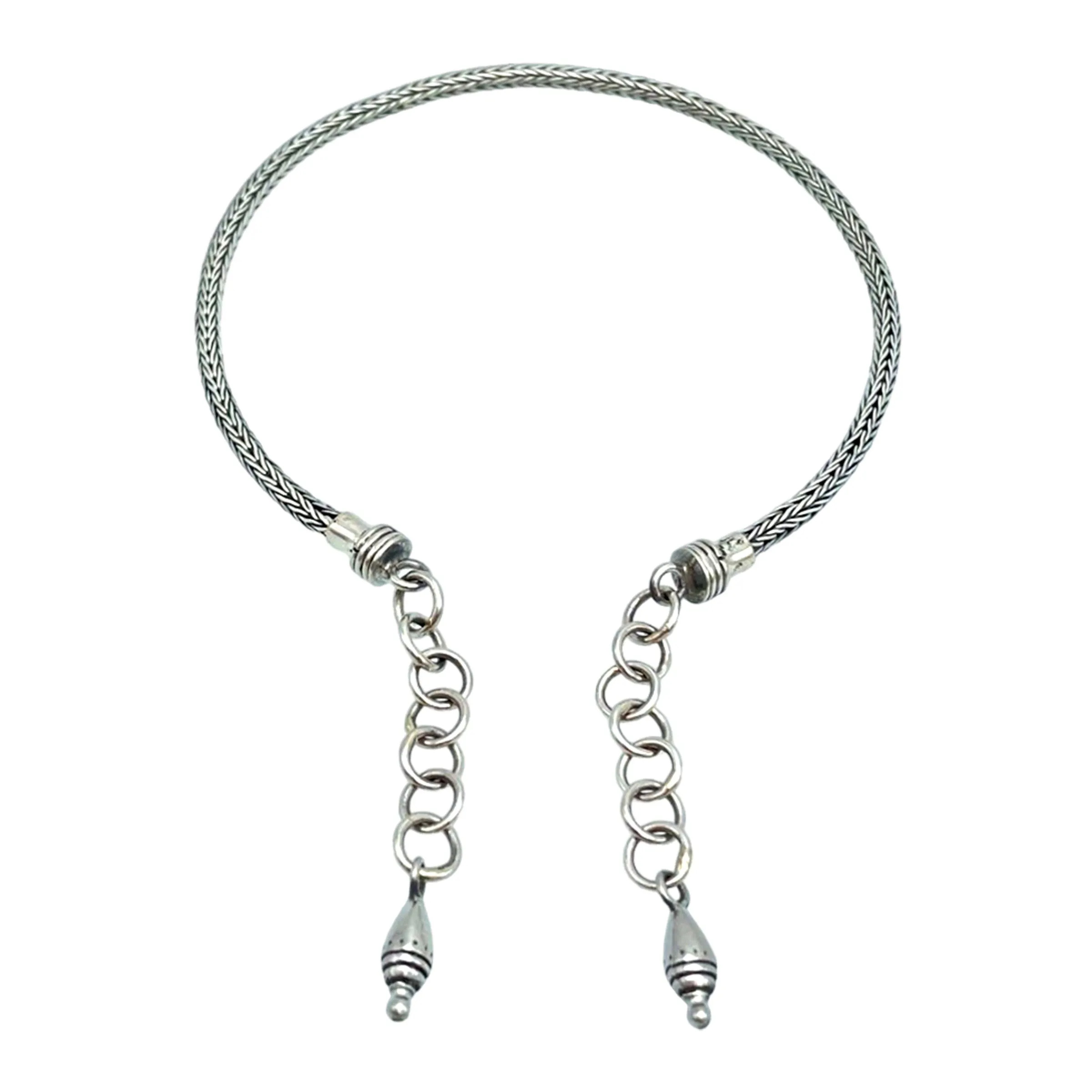 Tabra Jewelry 925 Sterling Silver Braided Adjustable Anklet Connector Chain AK22