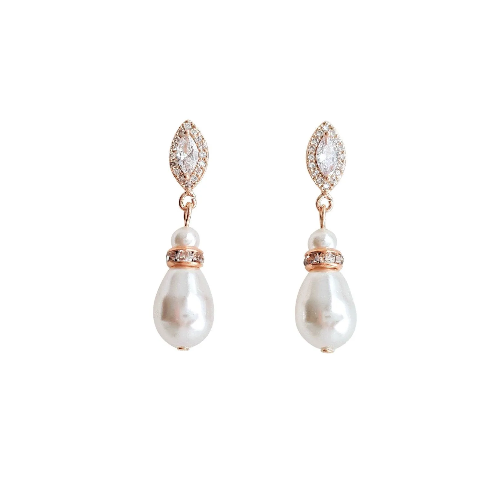 Teardrop Pearl Earrings for Weddings in Silver- Ella