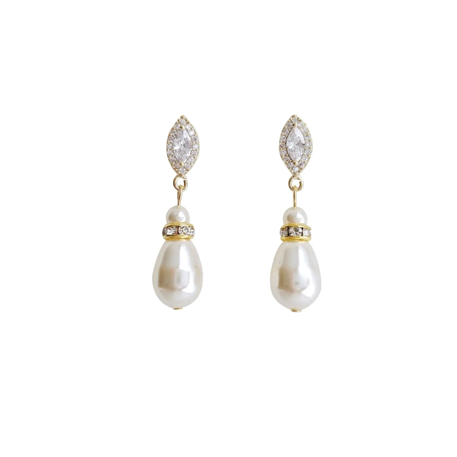 Teardrop Pearl Earrings for Weddings in Silver- Ella