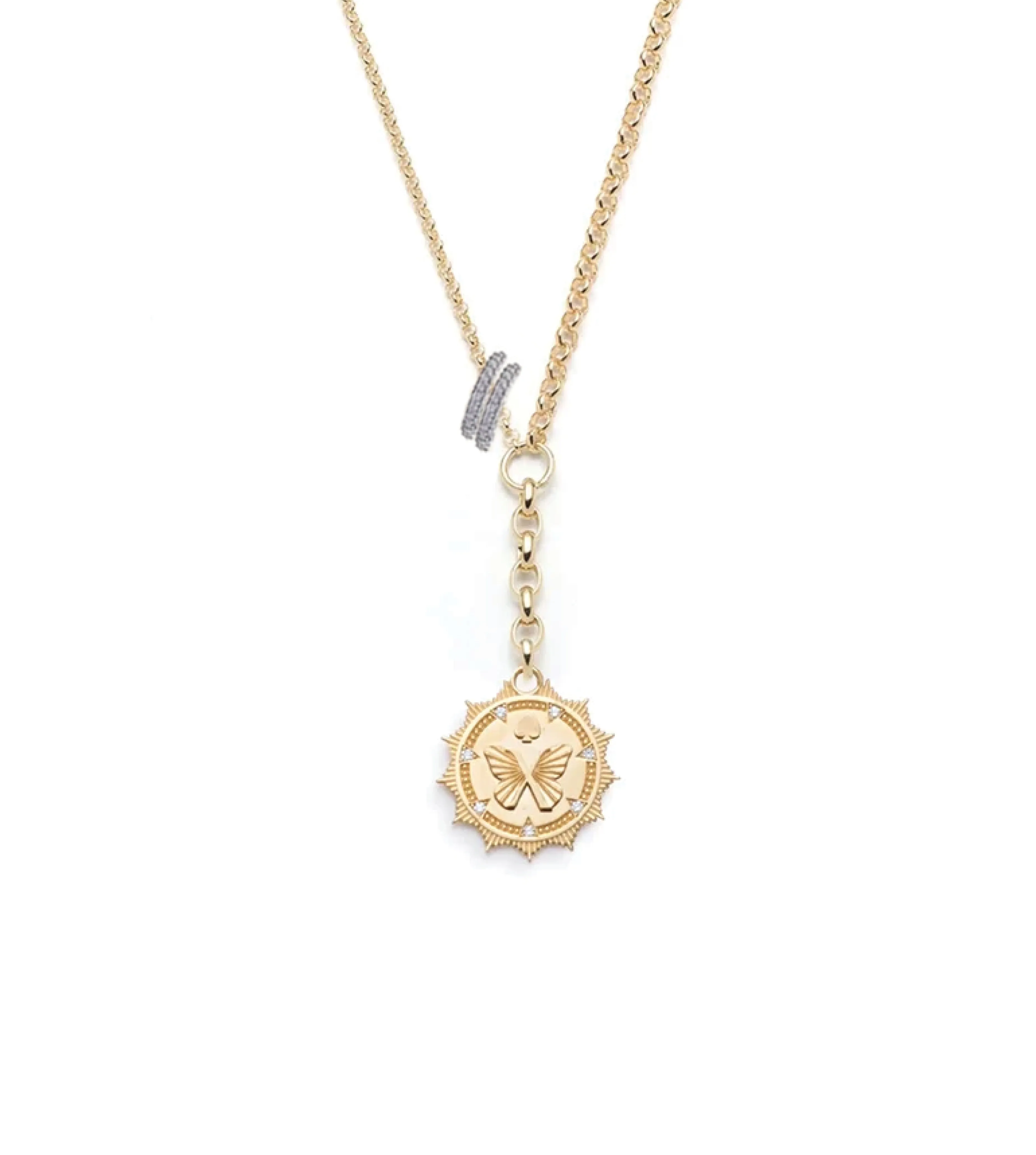Tenet : Medium Mixed Belcher Extension Necklace with Heart Slides