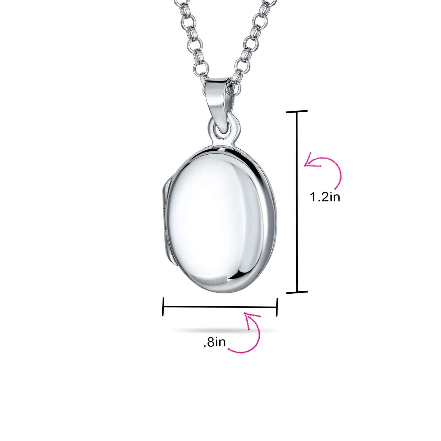 Traditional Keepsake Photo Locket Necklace - Holds Pictures Silver Pendant