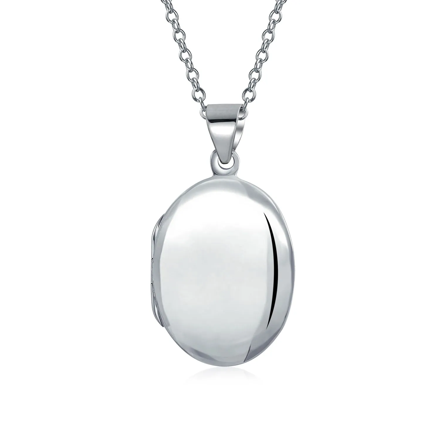 Traditional Keepsake Photo Locket Necklace - Holds Pictures Silver Pendant