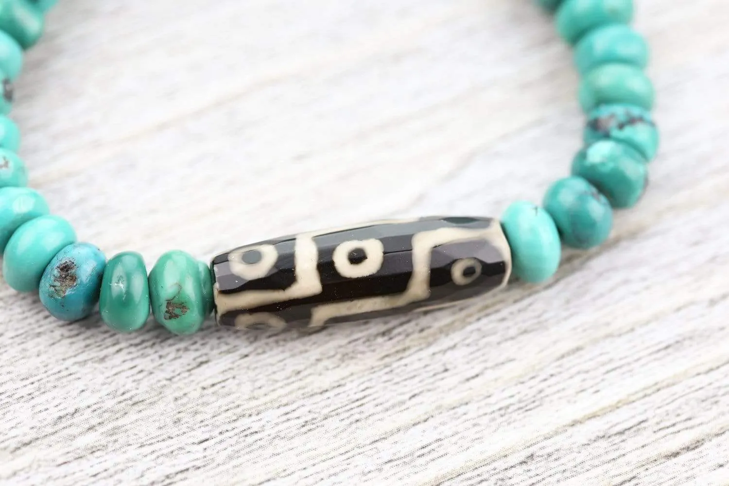 True Turquoise and Dzi Bracelet