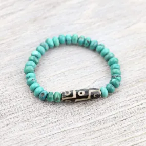 True Turquoise and Dzi Bracelet