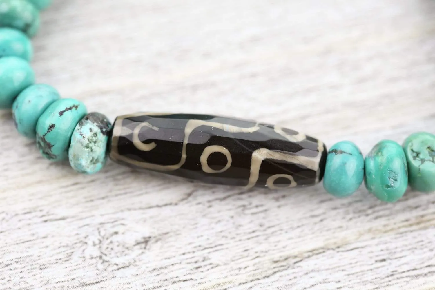 True Turquoise and Dzi Bracelet