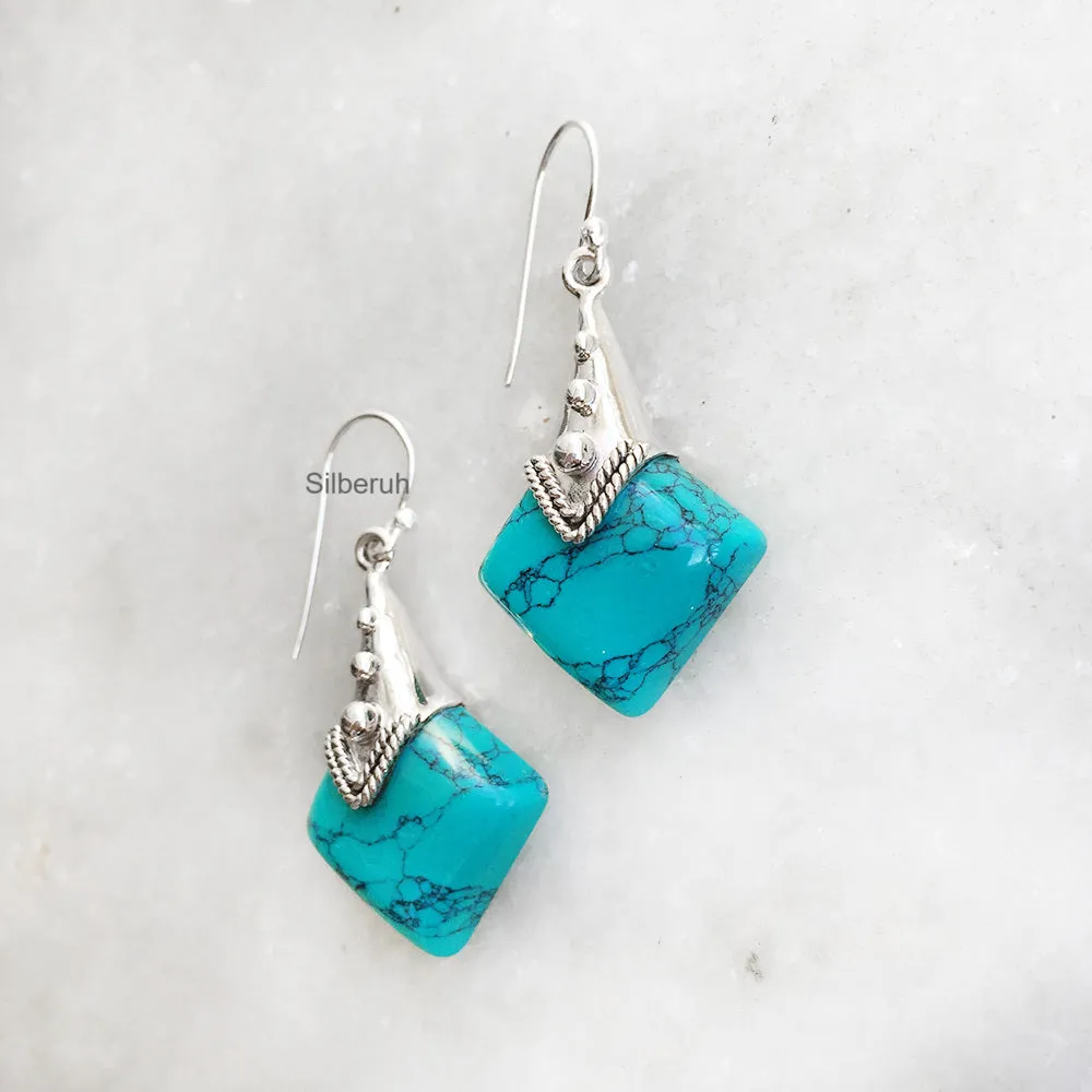 Turquoise Tribal Silver Earring