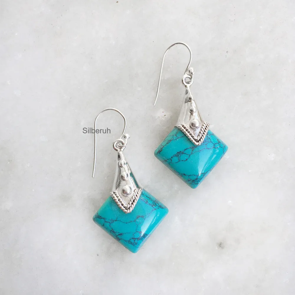 Turquoise Tribal Silver Earring